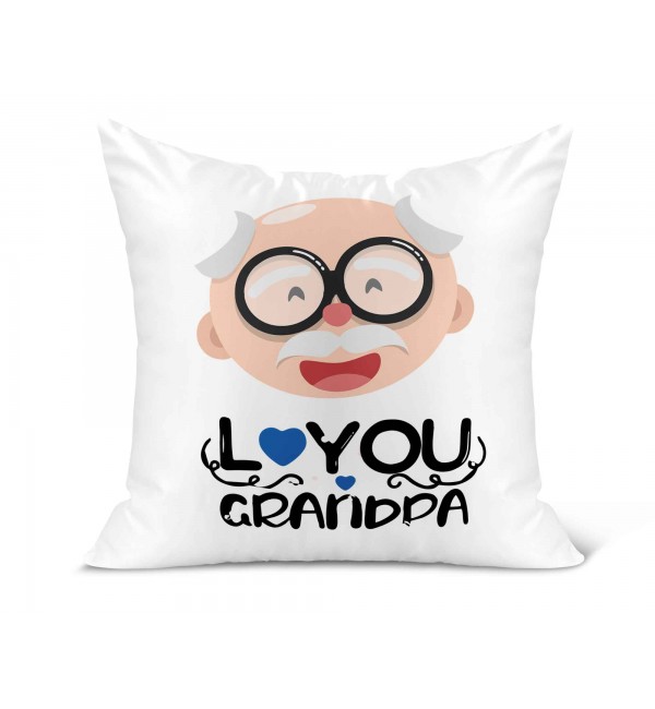 Λινό Μαξιλάρι 40Χ40cm Για Τον Παππού & Την Γιαγιά I Love You Grandpa White