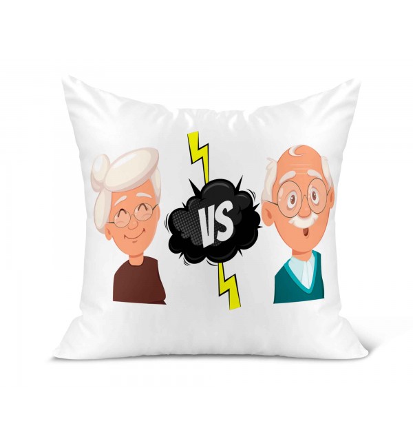 Λινό Μαξιλάρι 40Χ40cm Για Τον Παππού & Την Γιαγιά Grandfather VS Grandmother (win)