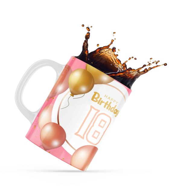 Κεραμική κούπα 330ml δώρο γενεθλίων Gold Balloon