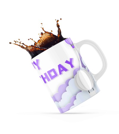 Κεραμική κούπα 330ml δώρο γενεθλίων Purple