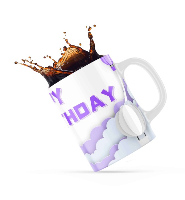 Κεραμική κούπα 330ml δώρο γενεθλίων Purple