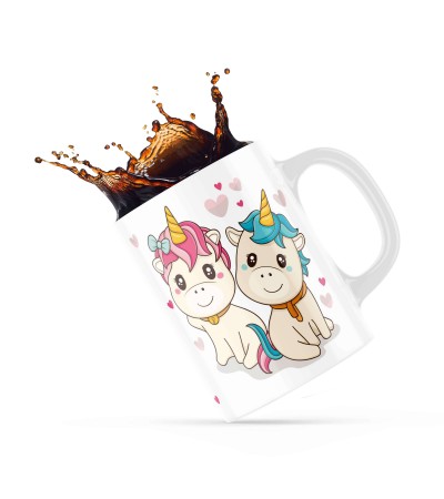 Κεραμική κούπα 330ml δώρο για Παιδιά Unicorn Twins