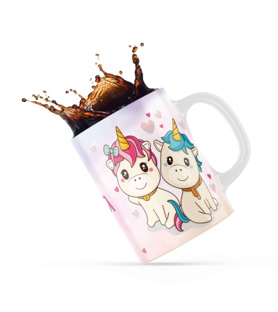Κεραμική κούπα 330ml δώρο για Παιδιά Twins Unicorn Color