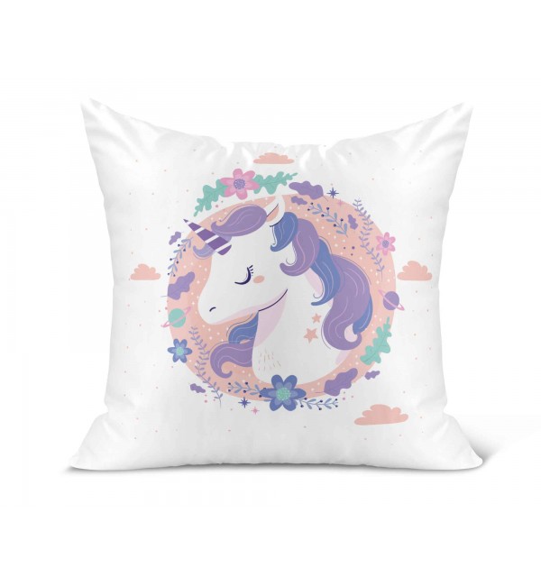 Λινό Μαξιλάρι 40Χ40cm Για Παιδιά Unicorn