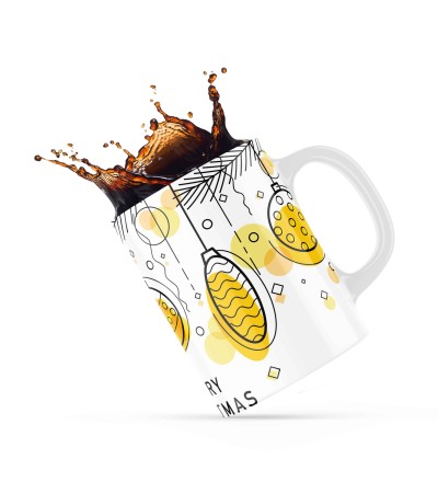 Κεραμική κούπα 330ml δώρο χριστουγέννων Yellow Ornament