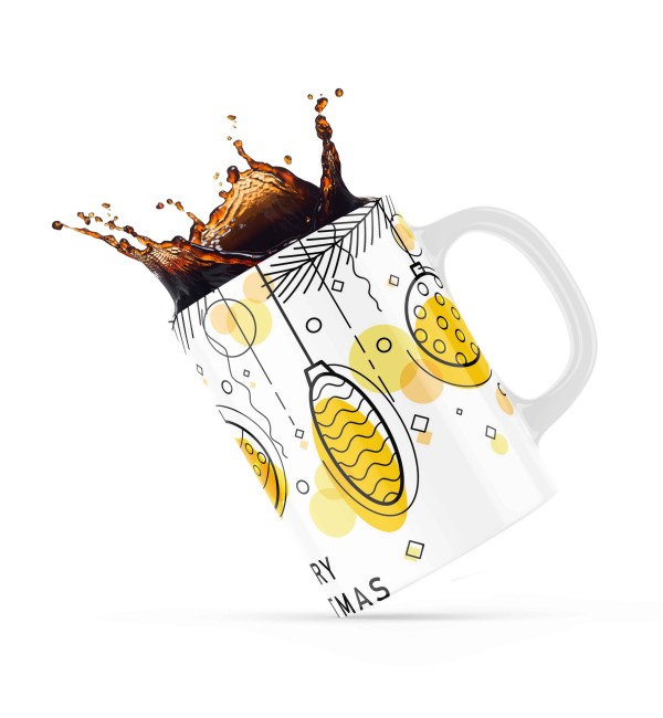 Κεραμική κούπα 330ml δώρο χριστουγέννων Yellow Ornament