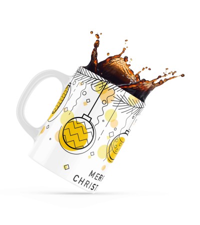 Κεραμική κούπα 330ml δώρο χριστουγέννων Yellow Ornament