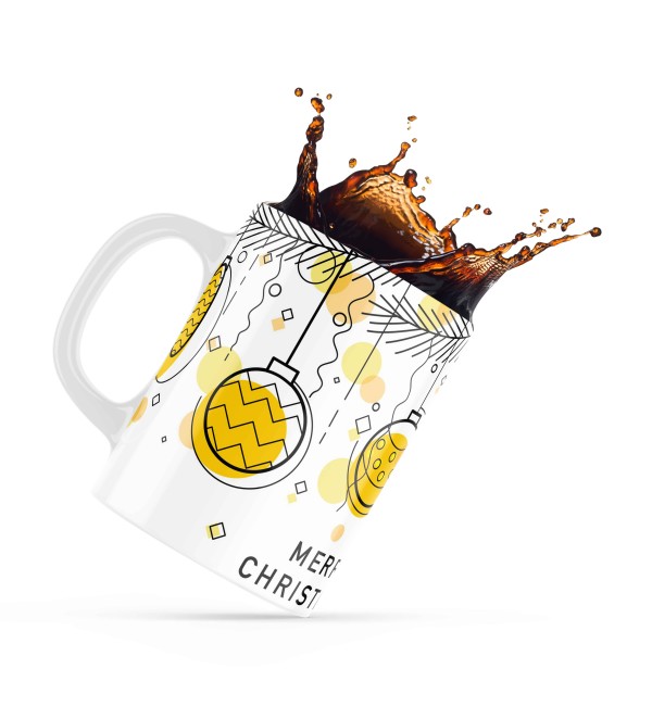 Κεραμική κούπα 330ml δώρο χριστουγέννων Yellow Ornament
