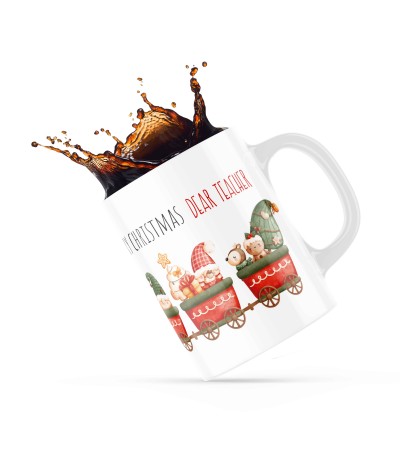 Χριστουγεννιάτικη κεραμική κούπα 330ml δώρο για το Δάσκαλο Dear Teacher White