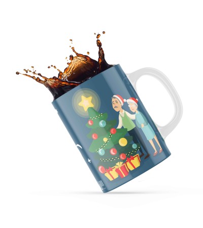 Κεραμική κούπα 330ml δώρο για τον Παππού & την Γιαγιά Merry Christmas Grandparents