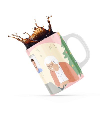 Κεραμική κούπα 330ml δώρο για τον Παππού & την Γιαγιά Merry Christmas Grandparents Skype