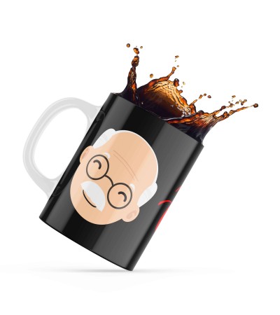 Κεραμική κούπα 330ml δώρο για τον Παππού & την Γιαγιά Merry Christmas Καλές Γιορτές Παππού Black