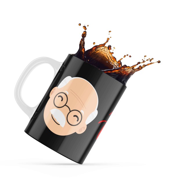 Κεραμική κούπα 330ml δώρο για τον Παππού & την Γιαγιά Merry Christmas Καλές Γιορτές Παππού Black