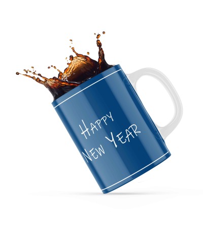 Κεραμική κούπα 330ml δώρο για την Πρωτοχρονιά New Year Blue