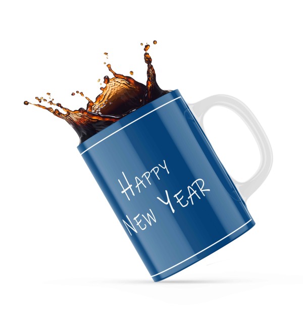 Κεραμική κούπα 330ml δώρο για την Πρωτοχρονιά New Year Blue