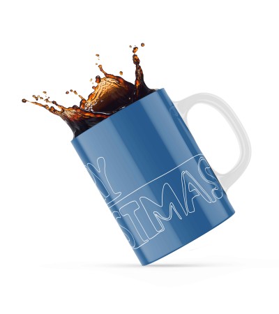 Κεραμική κούπα 330ml δώρο για τα Χριστούγεννα Merry Christmas Blue