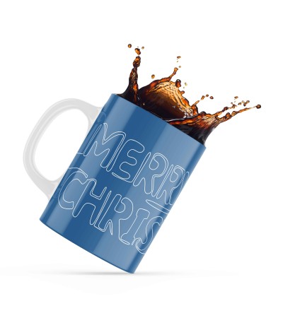 Κεραμική κούπα 330ml δώρο για τα Χριστούγεννα Merry Christmas Blue