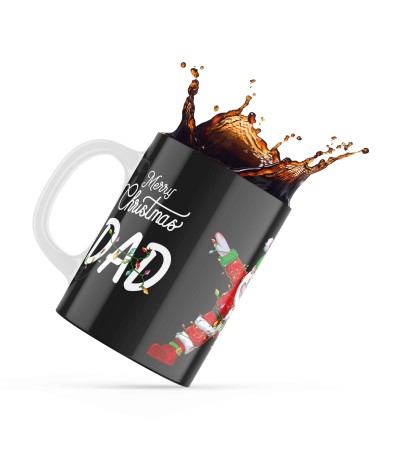 Χριστουγεννιάτικη κεραμική κούπα 330ml δώρο για τον Μπαμπά Dad Light Black