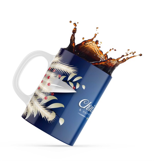 Κεραμική κούπα 330ml δώρο για τα Χριστούγεννα Blue Flowers