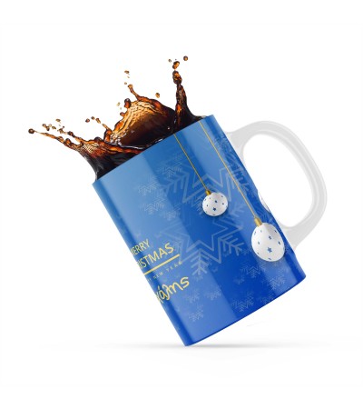 Κεραμική κούπα 330ml δώρο για την Πρωτοχρονιά Happy New Year Blue