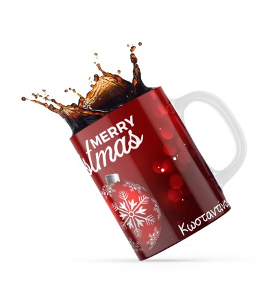 Κεραμική κούπα 330ml δώρο χριστουγέννων Red Ornament Κεραμική κούπα 330ml δώρο χριστουγέννων Red Ornament