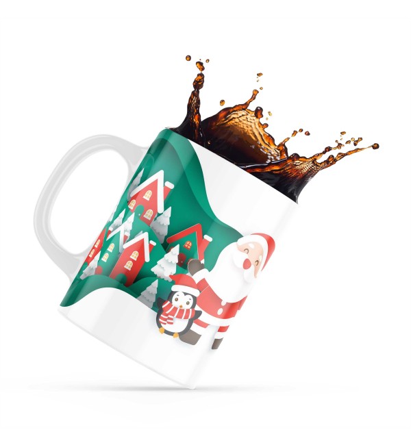 Κεραμική κούπα 330ml δώρο για την Πρωτοχρονιά Merry Christmas Happy New Year White