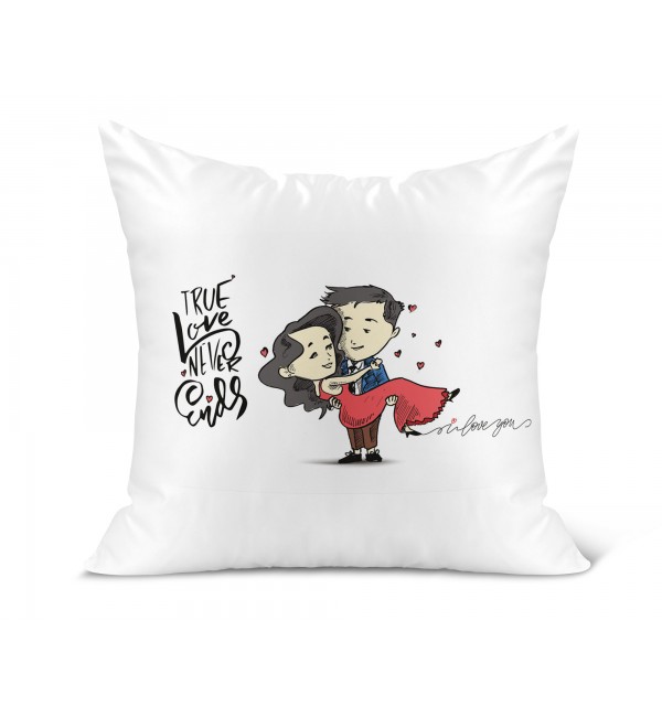Λινό Μαξιλάρι 40Χ40cm Δώρο Για Ερωτευμένους True Love Never End