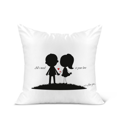 Λινό Μαξιλάρι 40Χ40cm Για Ερωτευμένους All I Need Is Your