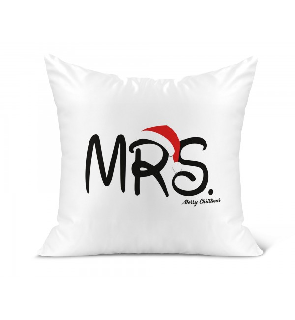 Λινό Μαξιλάρι 40Χ40cm Δώρο Για Ερωτευμένους Merry Christmas Santa Mrs