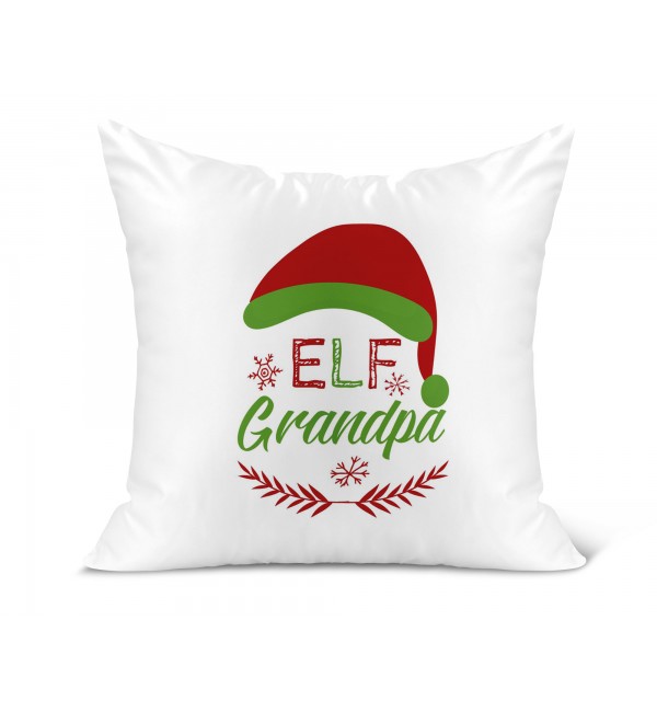 Λινό Μαξιλάρι 40Χ40cm Δώρο Για τον Παππού & Την Γιαγιά Merry Christmas Grandpa Elf