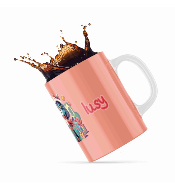 Κεραμική κούπα 330ml Christmas Pet my cat pink