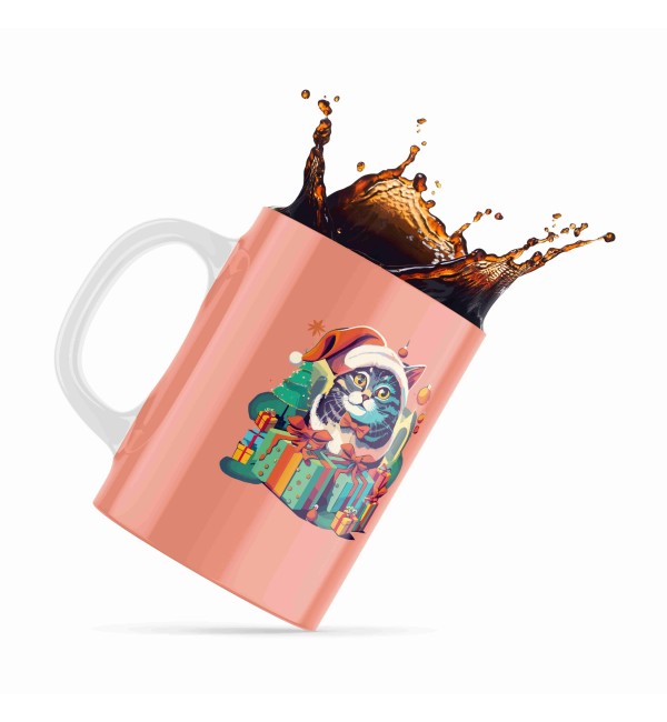 Κεραμική κούπα 330ml Christmas Pet my cat pink