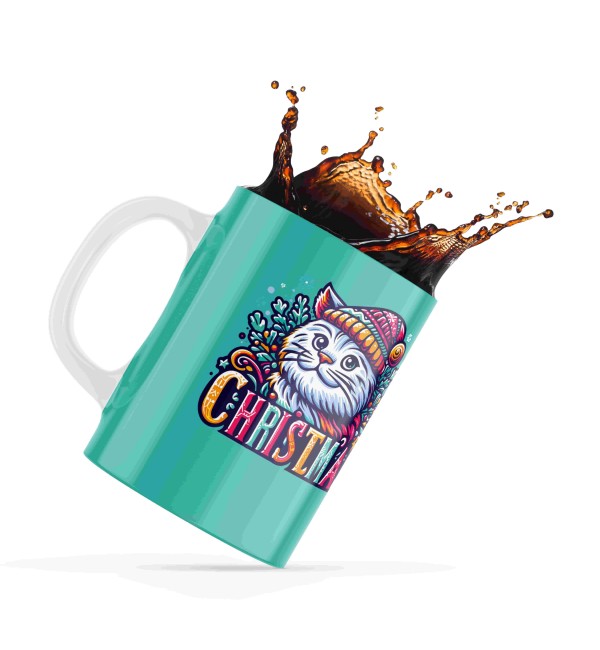 Κεραμική κούπα 330ml Christmas Pet my cat blue