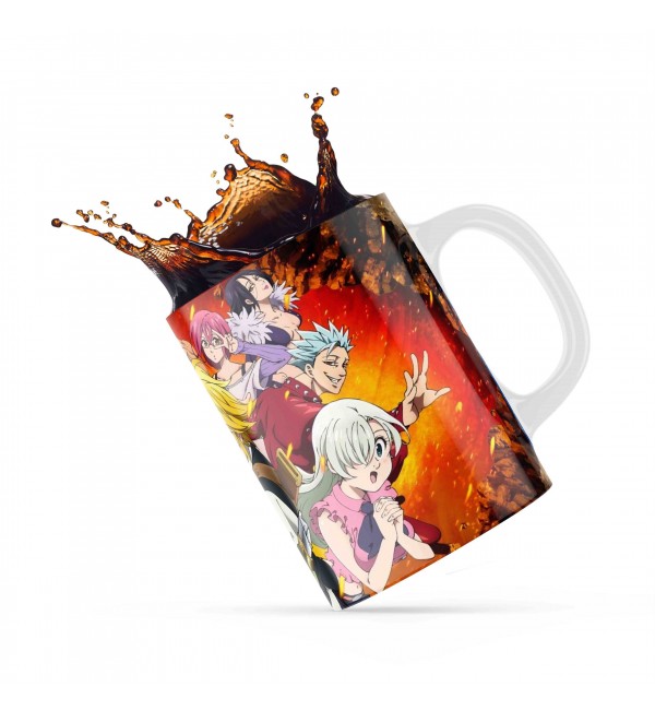 Κεραμική κούπα 330ml δώρο για ΄λάτρεις των Anime Seven Deadly Sins All Heros On Fire