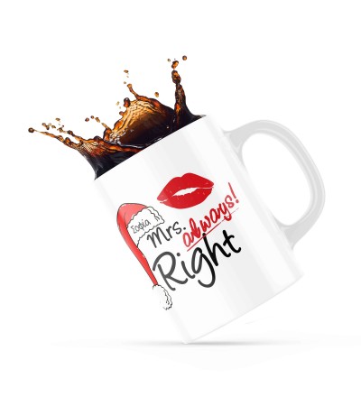 Κεραμική Κούπα Merry Christmas 330ml για ερωτευμένους Mrs Always Right