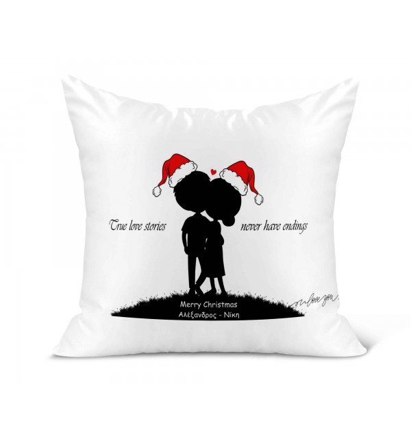 Λινό Μαξιλάρι 40Χ40cm Για Ερωτευμένους Merry Christmas True Love Stories Λινό Μαξιλάρι 40Χ40cm Για Ερωτευμένους Merry Christmas True Love Stories