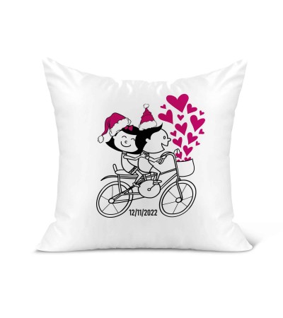 Λινό Μαξιλάρι 40Χ40cm Για Ερωτευμένους Merry Christmas Date