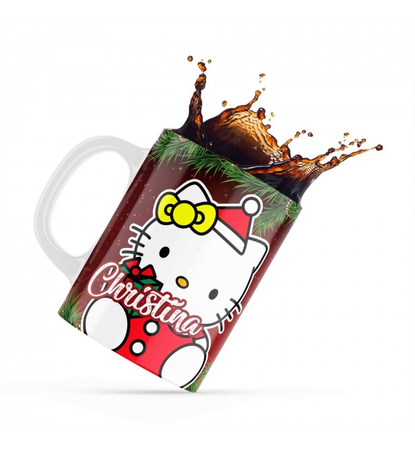 Κεραμική κούπα 330ml Δώρο Για Παιδιά Με Προσθήκη Φωτογραφίας Merry Christmas Hello Kitty