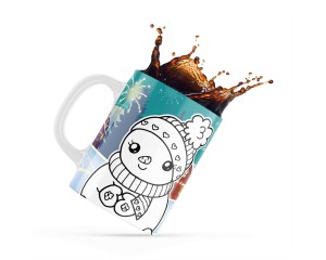 Κεραμική κούπα Ζωγραφικής 330ml Δώρο Για Τον Νονό & Την Νονά Merry Christmas Snowman