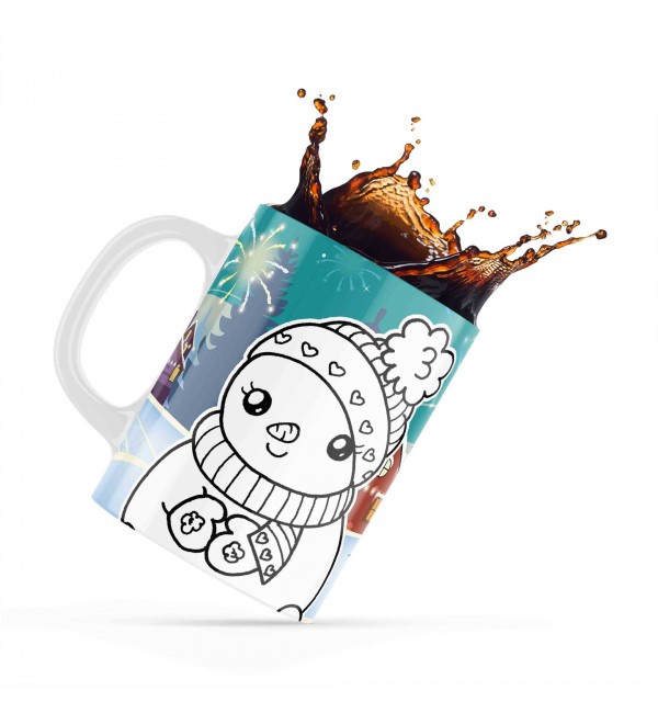 Κεραμική κούπα Ζωγραφικής 330ml Δώρο Για Τον Νονό & Την Νονά Merry Christmas Snowman