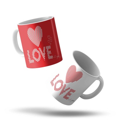 Σέτ κεραμικές Κούπες 330ml για Ερωτευμένους Love Red White