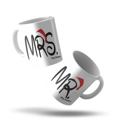 Σέτ κεραμικές Κούπες 330ml Merry Christmas για Ερωτευμένους Love Mrs Mr