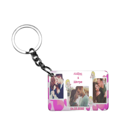Πλαστικό Εκτυπώσιμο Μπρελόκ 6,5Χ4,5cm Για ερωτευμένους με 3 φωτογραφίες