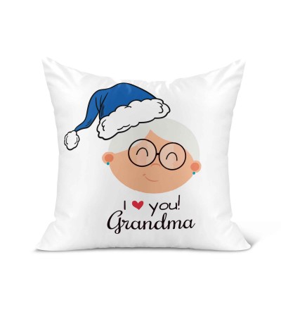 Λινό Μαξιλάρι 40Χ40cm Για Ερωτευμένους Merry Christmas Grandma I Love You