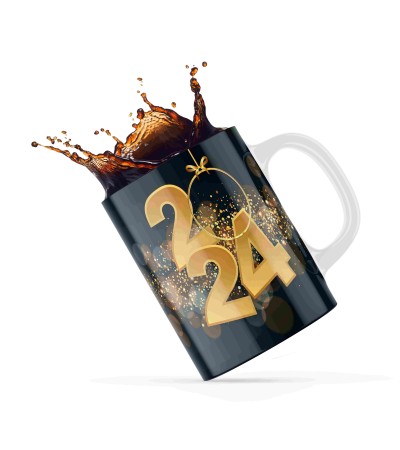 Κεραμική κούπα 330ml δώρο για την Πρωτοχρονιά Happy New Year Με Αρχικό γράμμα