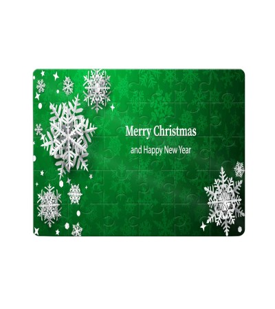 Χάρτινο Puzzle 27X20cm Merry Christmas, New Year Green 35κομ Χάρτινο Puzzle 27X20cm Merry Christmas, New Year Green 35κομ