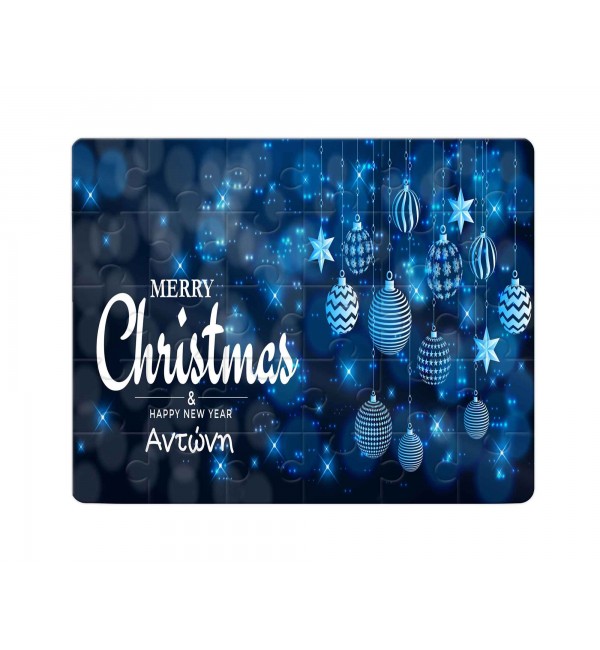Χάρτινο Puzzle 27X20cm Merry Christmas Blue Stars 35κομ