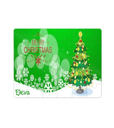 Χάρτινο Puzzle 27X20cm Merry Christmas Green Tree 35κομ