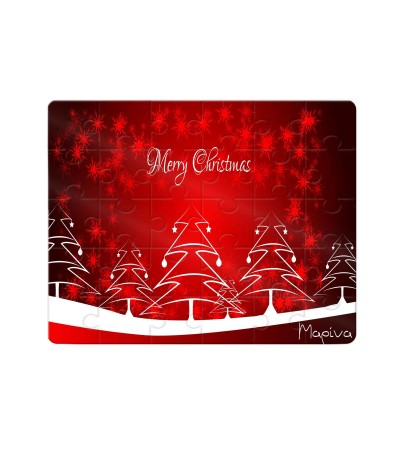 Χάρτινο Puzzle 27X20cm Merry Christmas Red Tree 35κομ Χάρτινο Puzzle 27X20cm Merry Christmas Red Tree 35κομ
