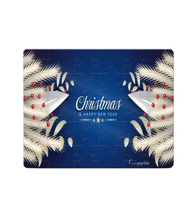 Χάρτινο Puzzle 27X20cm Merry Christmas Blue Flower 35κομ